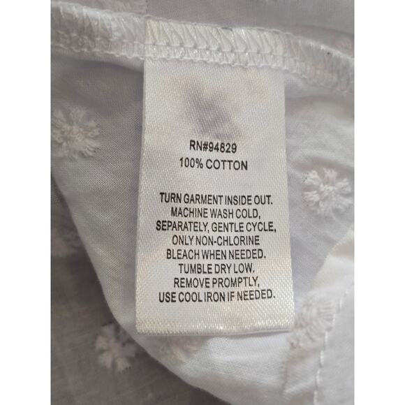 White Cotton Eyelet Blouse S Romantic Boho / Cottagecore Top Babydoll Blouse - Picture 8 of 8